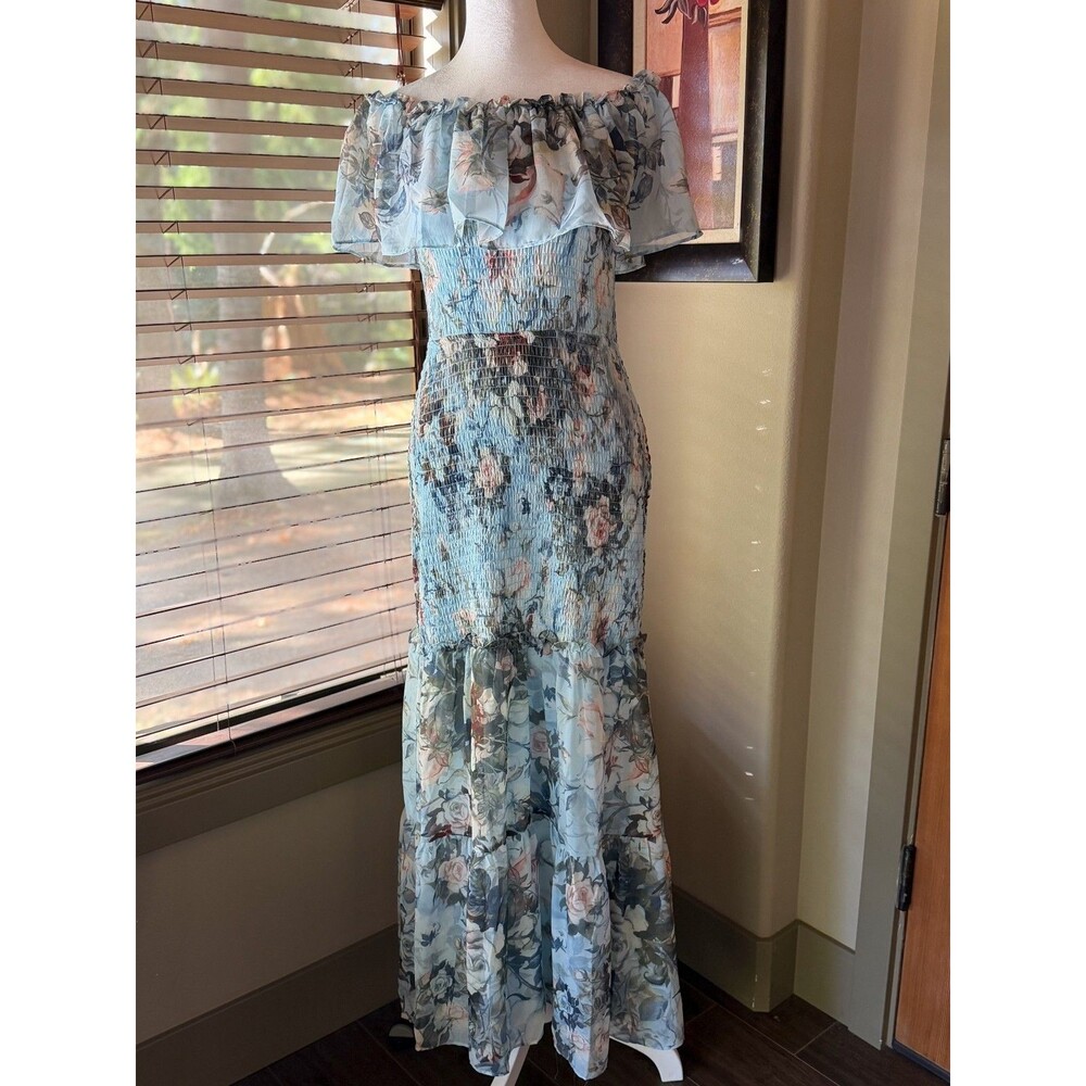 NWT Baltic Born Amalfi Smocked Maxi Dress M Floral Off Shoulder Wedding Guest